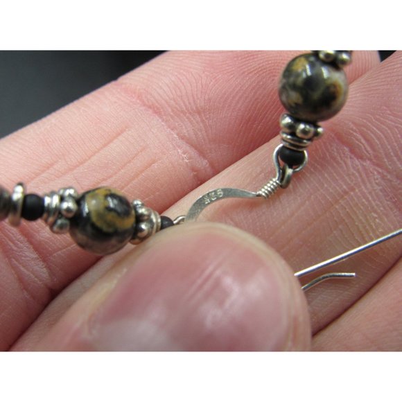 Sterling Silver Tiger Iron Animal Shape Stone Earrings - Picture 3 of 5